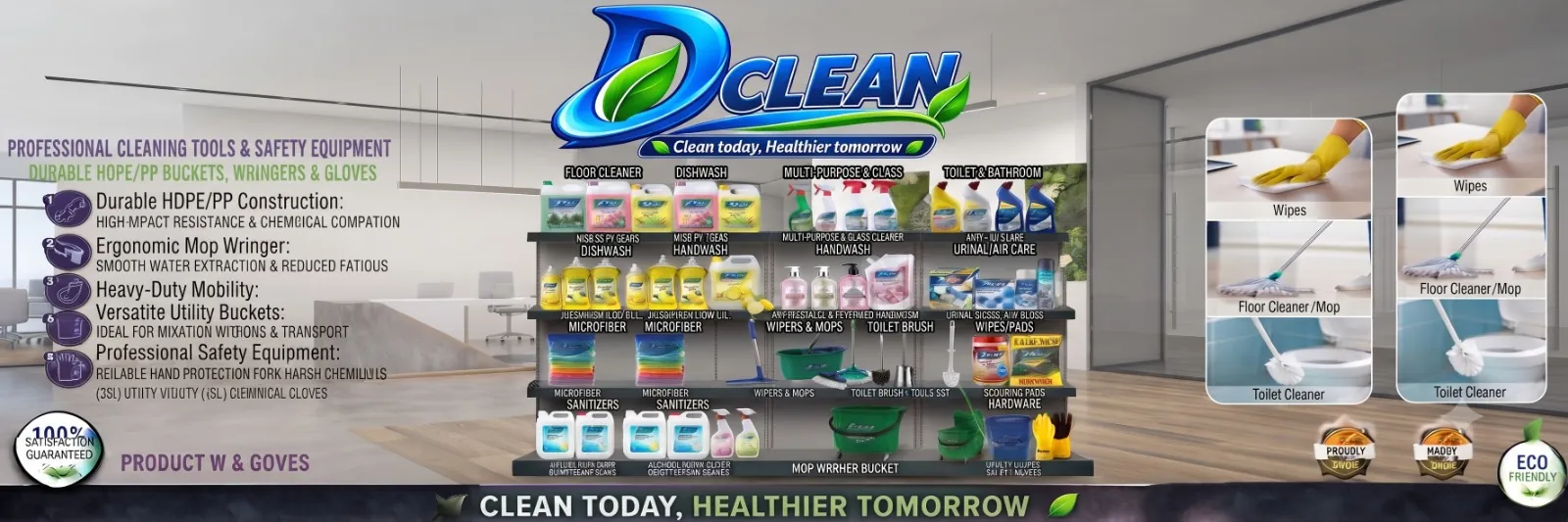 The complete D CLEAN professional cleaning range