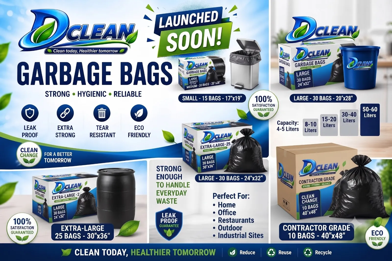 D CLEAN Garbage Bags — launching soon