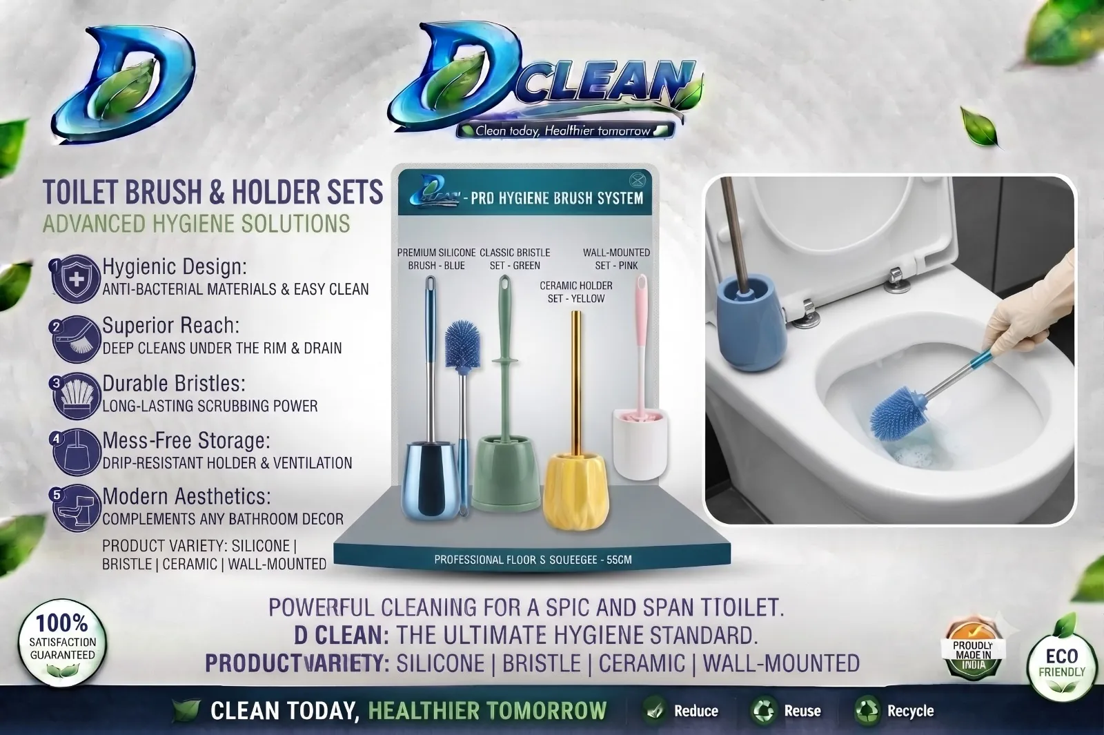 D CLEAN Toilet Brush & Holder Set — view 2